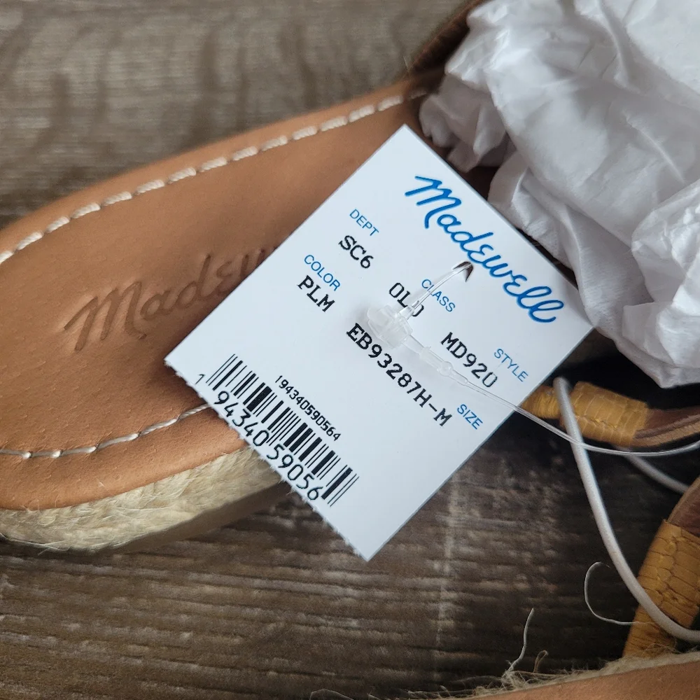 MADEWELL The‎ Kathryn Espadrille Slide Sandal in Pale Lilac Multi Size 7.5